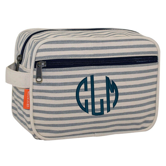 Personalized Gray Stripes Canvas Travel Bag
